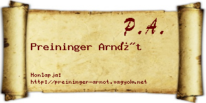Preininger Arnót névjegykártya